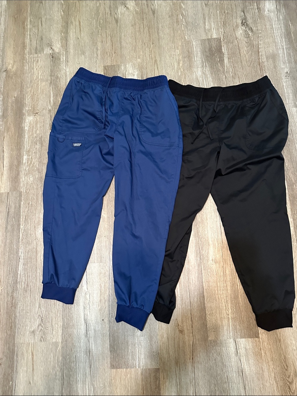Blue and Black Cherokee Workwear Revolution Jogger Scrub Pants